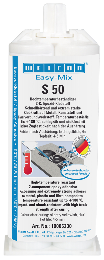 Easy-Mix S 50 Epoxyd-Klebstoff | Hochtemperaturbeständiger Epoxidharz-Klebstoff für schnelle Reparatur- und Wartungsarbeiten