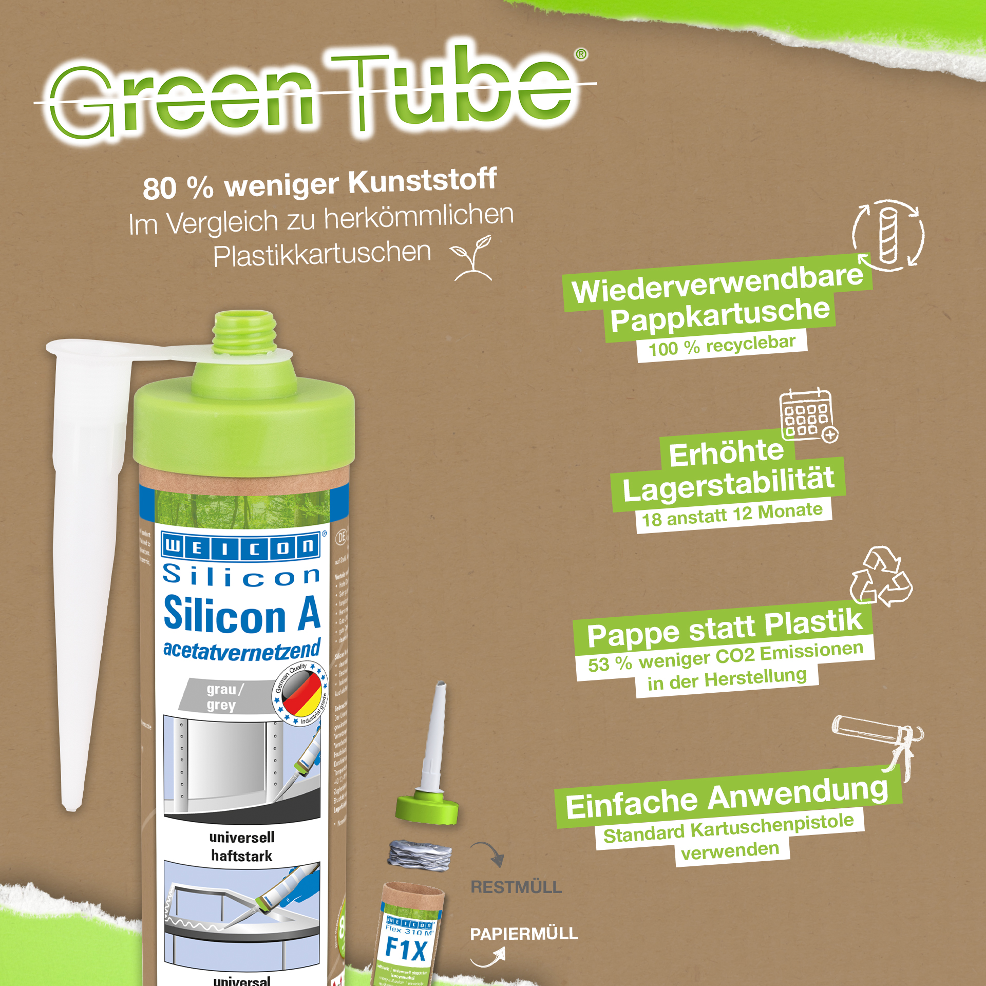 Silicon A | acetatvernetzender und fungizid eingestellter Dichtstoff