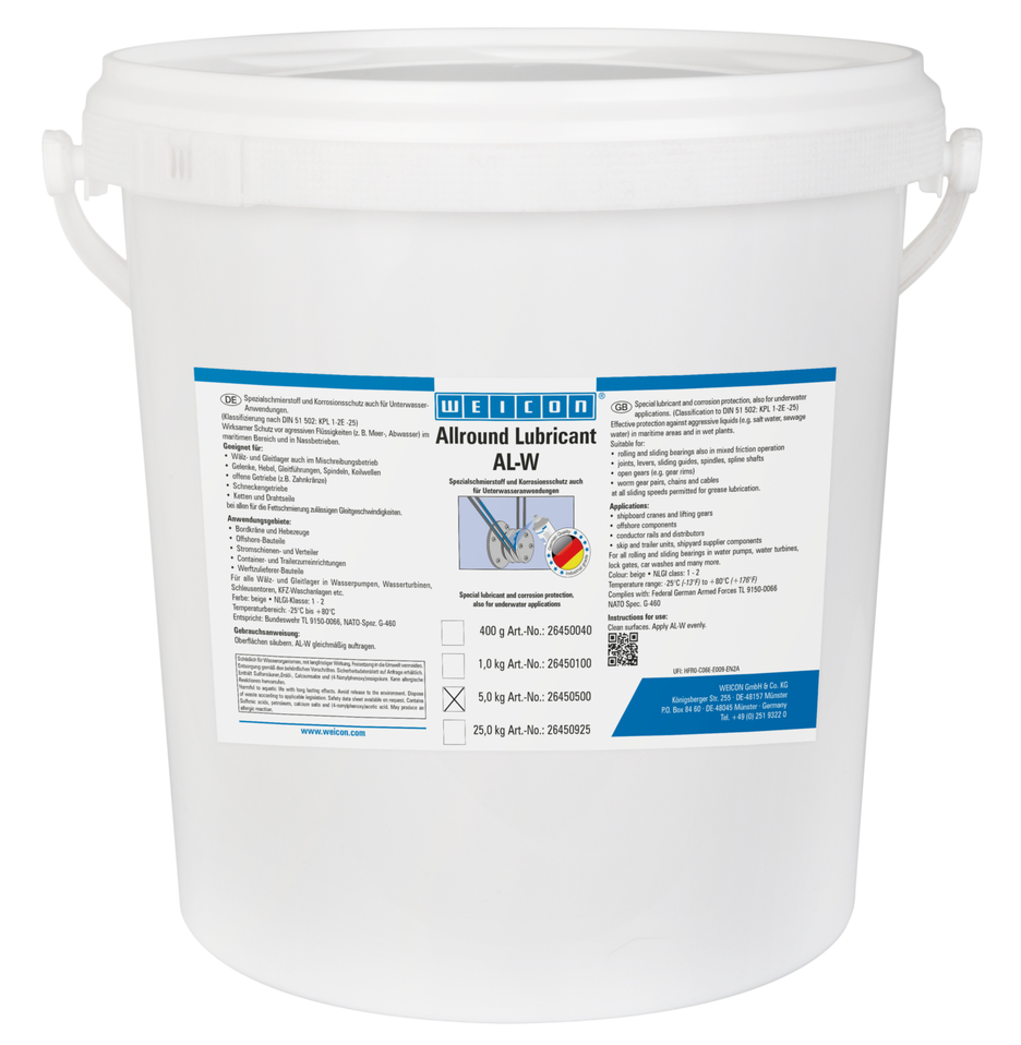 AL-W Hochleistungsfett | Spezialschmierstoff auch für Unterwasser AL-W Hochleistungsfett | Spezialschmierstoff auch für Unterwasser
