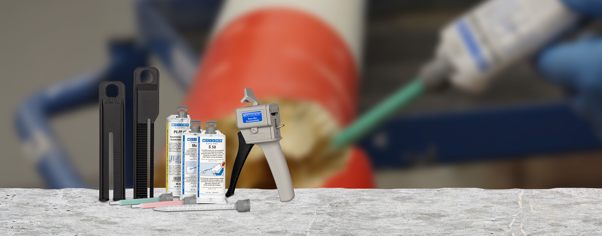 Produktabbildung mit Produkten für Weicon Easy-Mix-Systeme