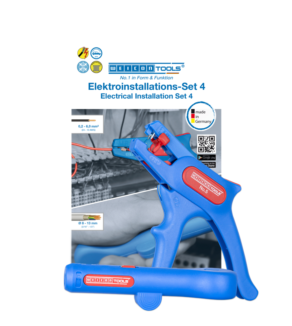 Elektroinstallations-Set 4 | 2-teiliges Abisolierset inkl. Abisolierzange und Coax-Entmanteler