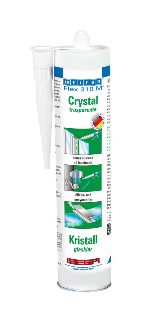 Flex 310 M® Kristall MS-Polymer | elastischer Klebstoff auf MS-Polymer-Basis im Presspack für ermüdungsfreies Arbeiten
