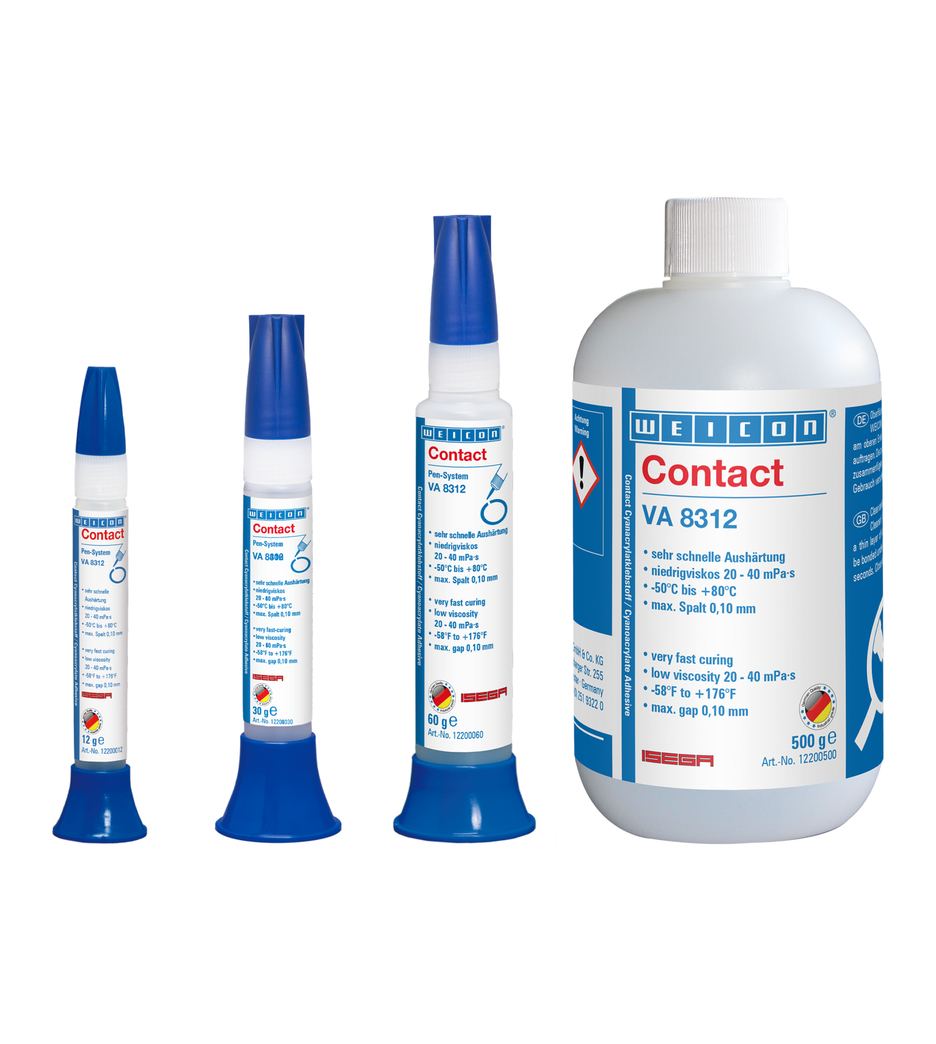 Contact VA 8312 Cyanacrylat-Klebstoff | Sekundenkleber für den Lebensmittelbereich sowie EPDM-Elastomere und Gummi