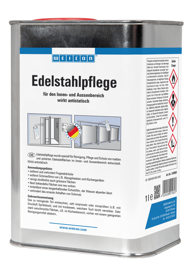 Edelstahlpflege | Reinigungs-, Schutz- und Pflegeöl für Edelstahl