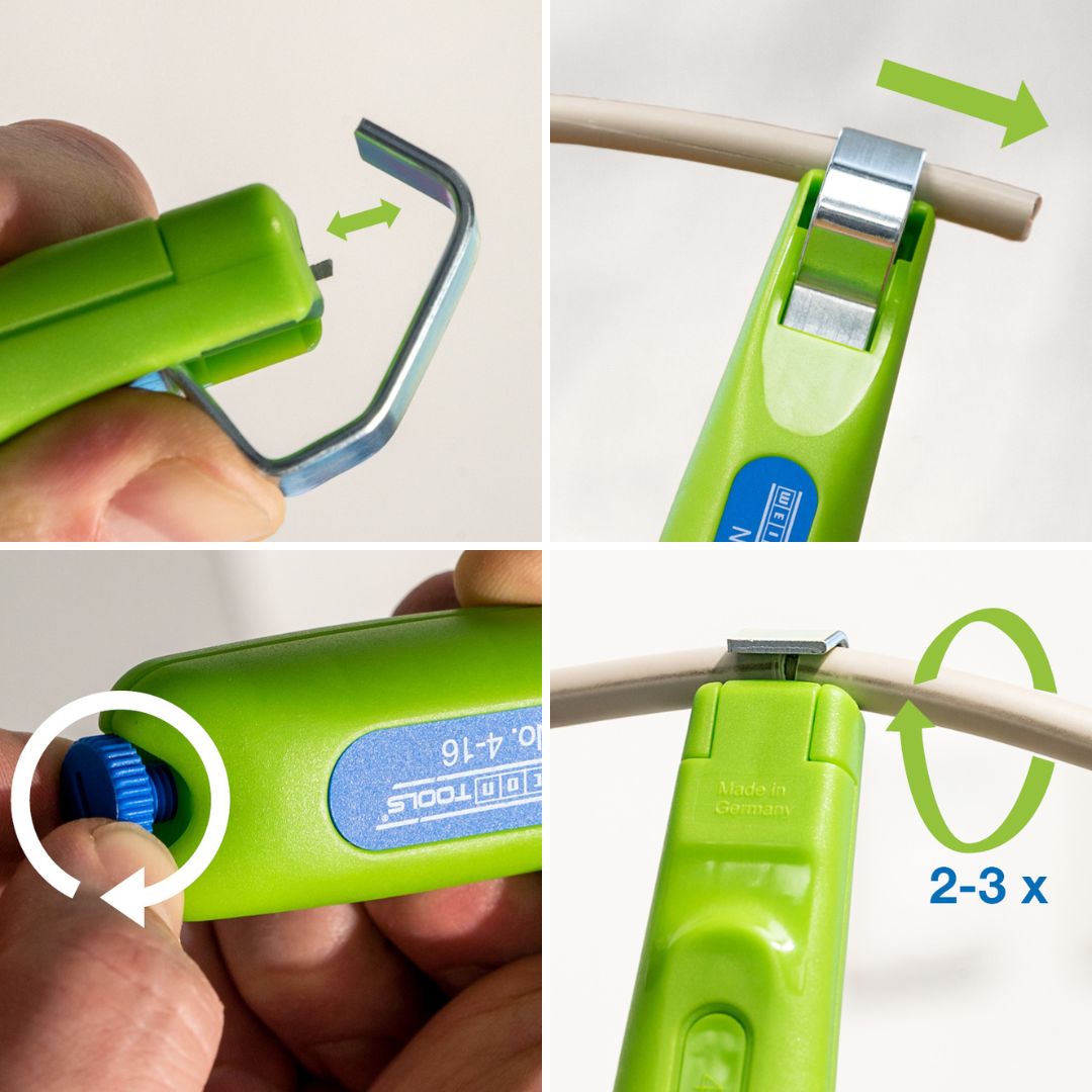 Kabelmesser No. 4-16 Green Line | Abisolierwerkzeuge aus bis zu 97 % nachwachsenden Rohstoffen, mit einem Arbeitsbereich von 4 - 16 mm Ø