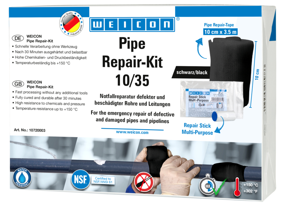 Pipe Repair-Kit | für die Notfall-Reparatur beschädigter Rohre und Leitungen, Größe M