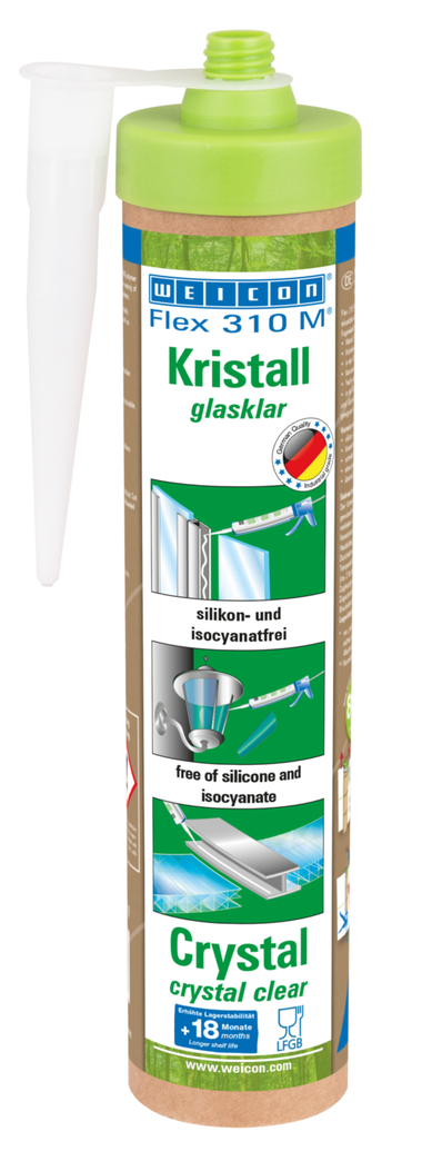 Flex 310 M® Kristall MS-Polymer | elastischer Klebstoff auf MS-Polymer-Basis im Presspack für ermüdungsfreies Arbeiten