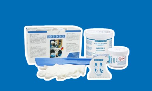 Epoxidharz-System vor blauem Hintergrund