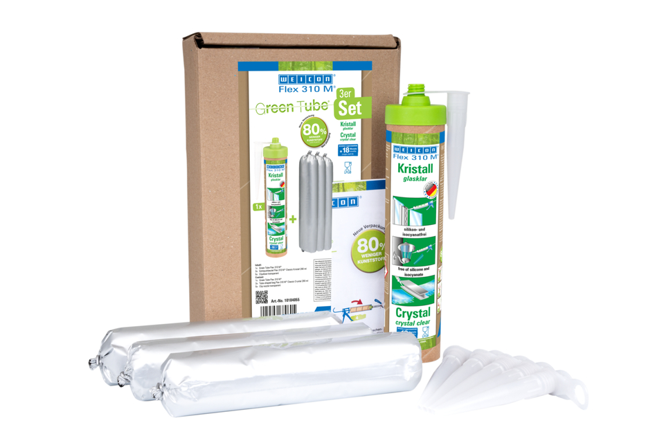 Flex 310 M® Kristall MS-Polymer | elastischer Klebstoff auf MS-Polymer-Basis im Presspack für ermüdungsfreies Arbeiten