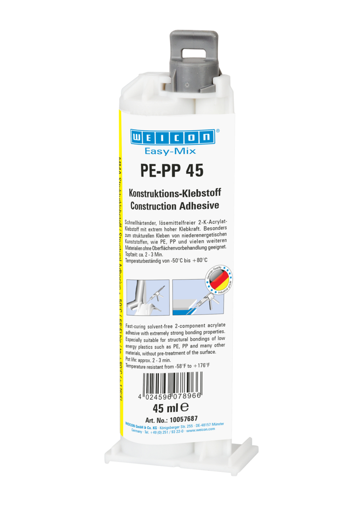 Easy-Mix PE-PP 45 Acrylat-Strukturklebstoff | Kunstruktions-Klebstoff auf Methylacrylatbasis für spezielle Kunststoffe Easy-Mix PE-PP 45 Acrylat-Strukturklebstoff | Kunstruktions-Klebstoff auf Methylacrylatbasis für spezielle Kunststoffe