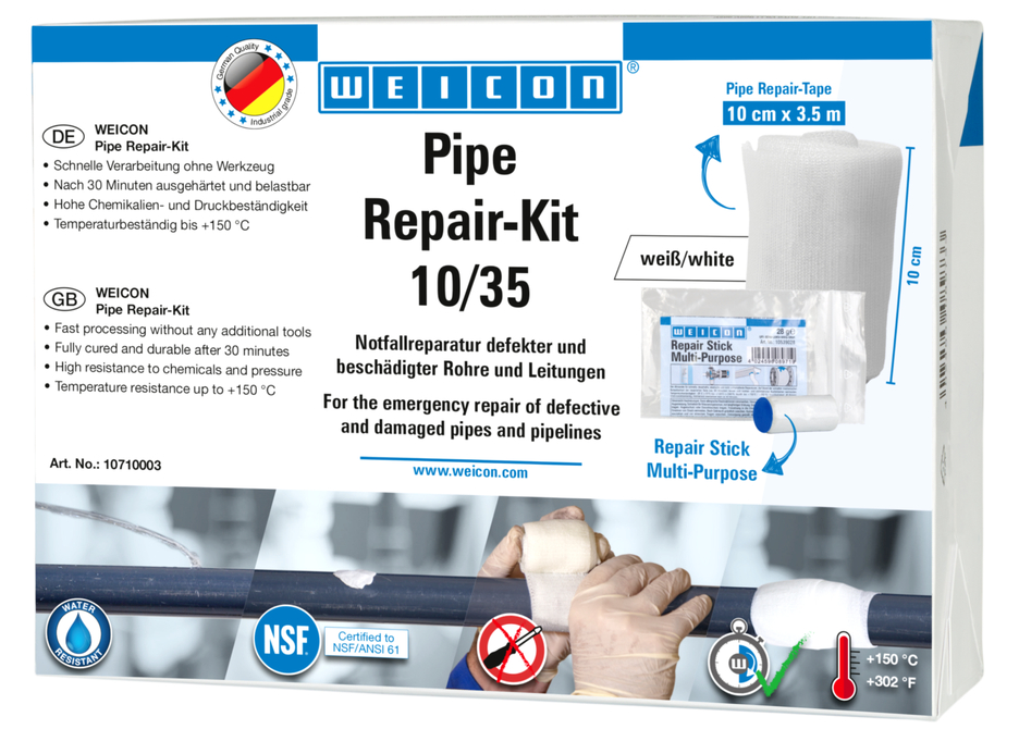 Pipe Repair-Kit | für die Notfall-Reparatur beschädigter Rohre und Leitungen, Größe M