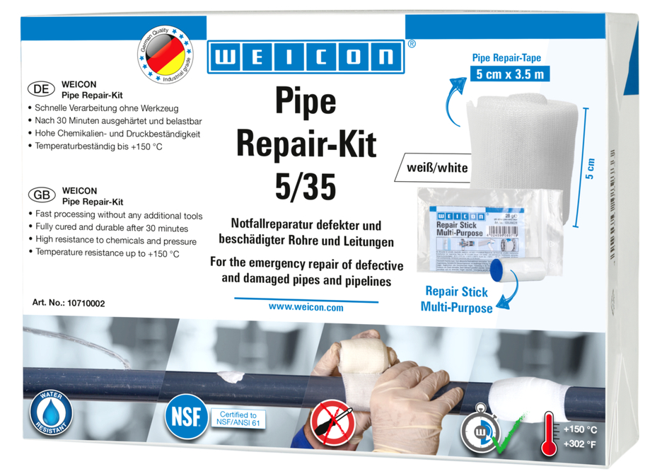 Pipe Repair-Kit | für die Notfall-Reparatur beschädigter Rohre und Leitungen, Größe M