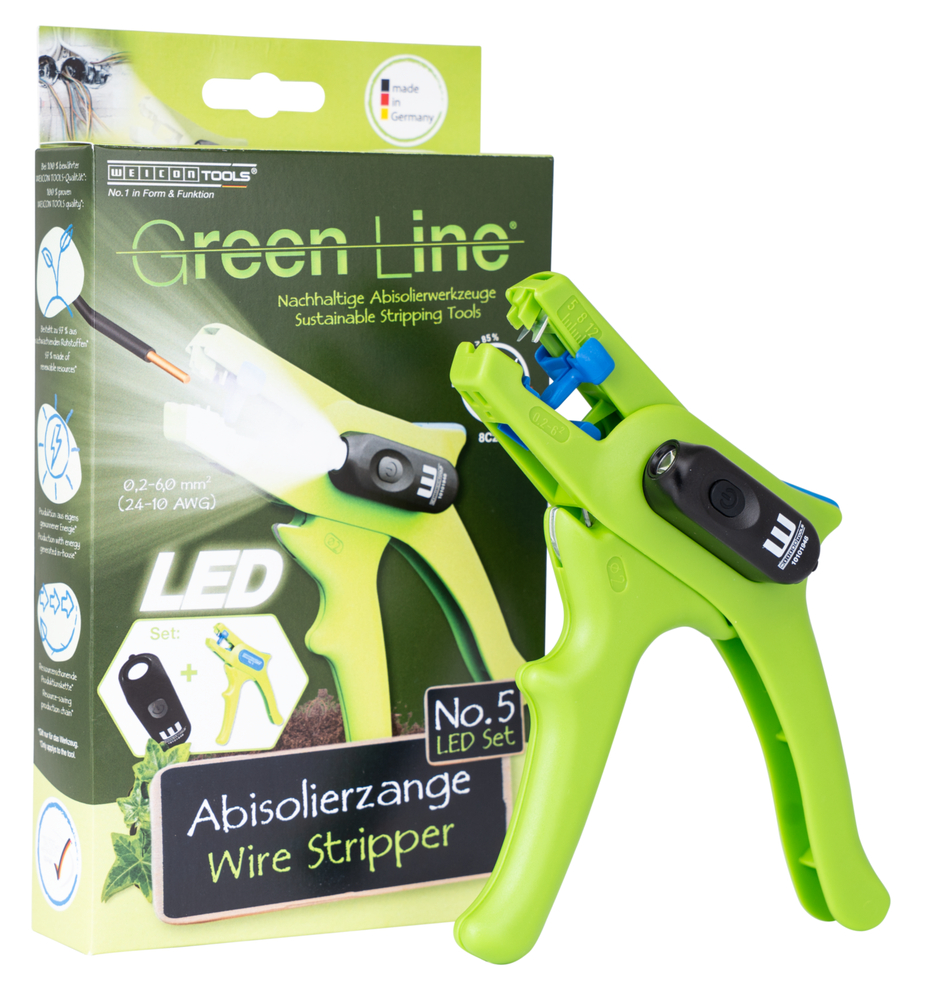 Abisolierzange No.5 Green Line LED Set