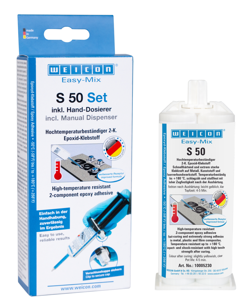 Easy-Mix S 50 Epoxyd-Klebstoff | Hochtemperaturbeständiger Epoxidharz-Klebstoff für schnelle Reparatur- und Wartungsarbeiten