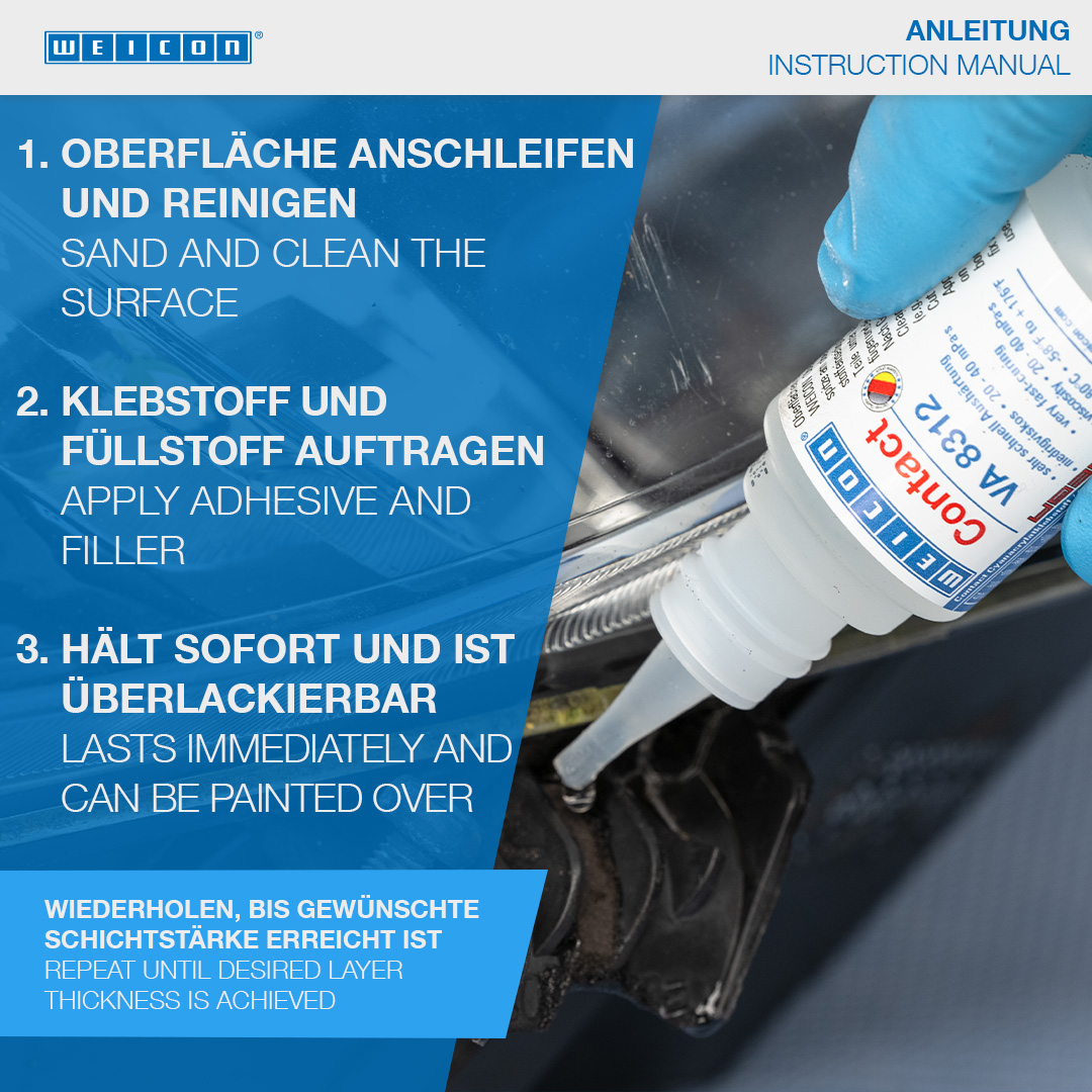 Contact-Füller Set | schwarzer Spezialfüllstoff plus Cyanacrylatklebstoff Contact VA 8312