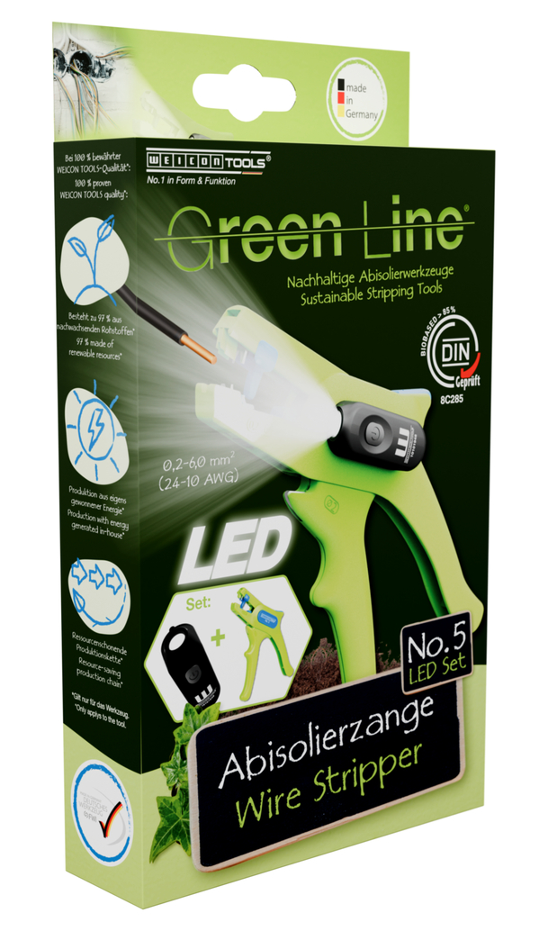 Abisolierzange No.5 Green Line LED Set