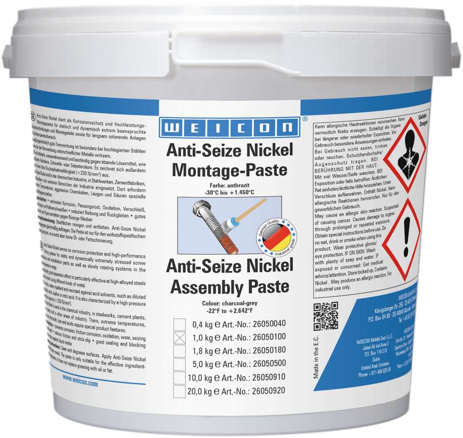 Anti-Seize Nickel Montagepaste | Schmier- und Trennmittelpaste hochtemperaturbeständig Anti-Seize Nickel Montagepaste | Schmier- und Trennmittelpaste hochtemperaturbeständig