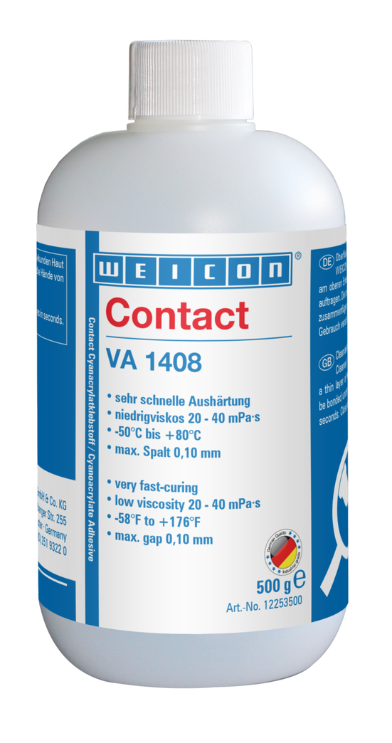 Contact VA 1408 Cyanacrylat-Klebstoff | feuchtigkeitsbeständiger, niedrigviskoser viskoser Sekundenklebstoff