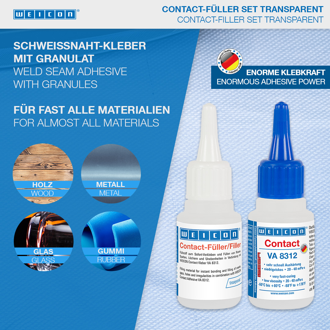 Contact-Füller Set | schwarzer Spezialfüllstoff plus Cyanacrylatklebstoff Contact VA 8312