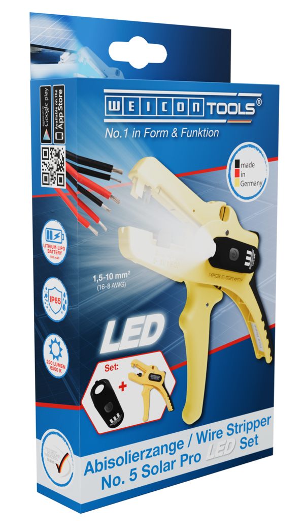 Abisolierzange No.5 Solar Pro LED Set | 2-teiliges Set inkl. Abisolierzange und LED Work Light
