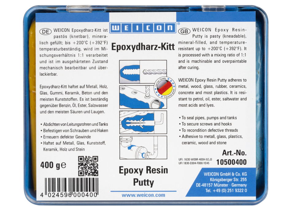 WEICON Epoxidharz-Kitt | knetbare Universal-Reparaturmasse