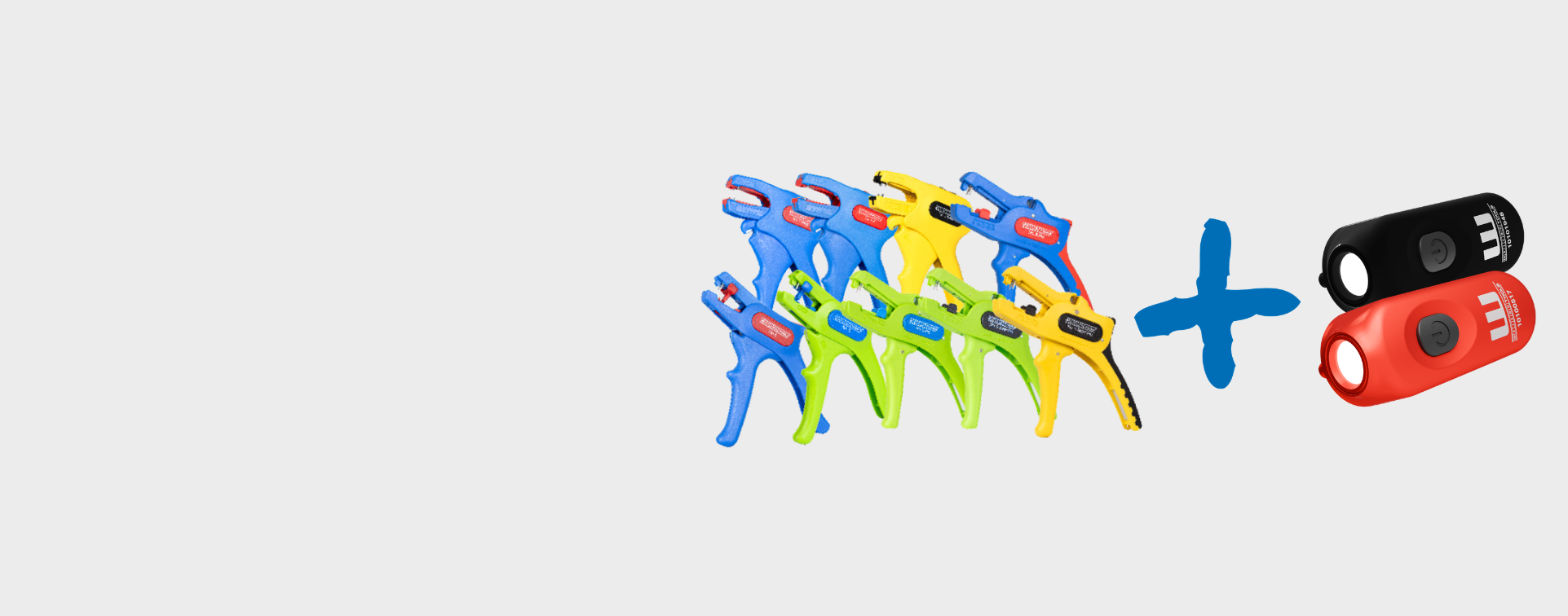 Abisolierzangen, Pluszeichen, led Leuchten in Schwarz und Rot