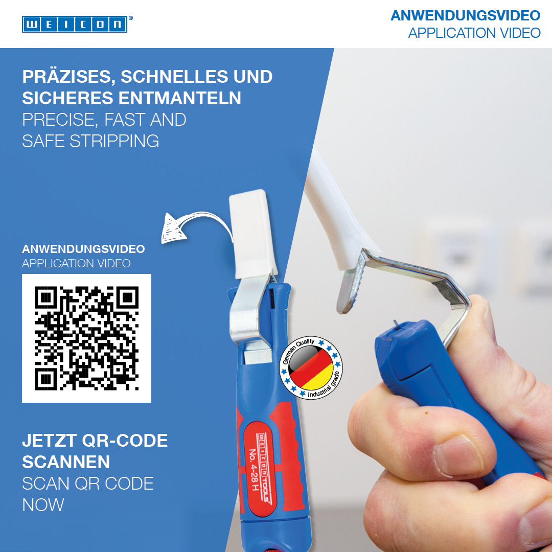 Kabelmesser No. 4 - 28 H | mit 2K-Griff inkl. Hakenklinge und Schutzkappe, Arbeitsbereich 4 - 28 mm Ø